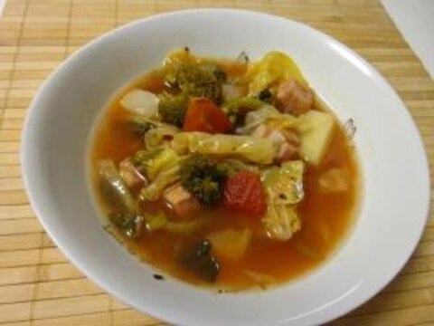 節電＆節約　トマト缶＆のこり野菜のスープ